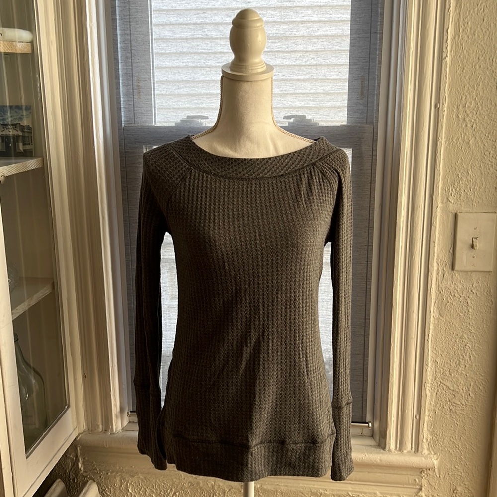 Anthropologie Deletta Waffle Knit Henley Size Small